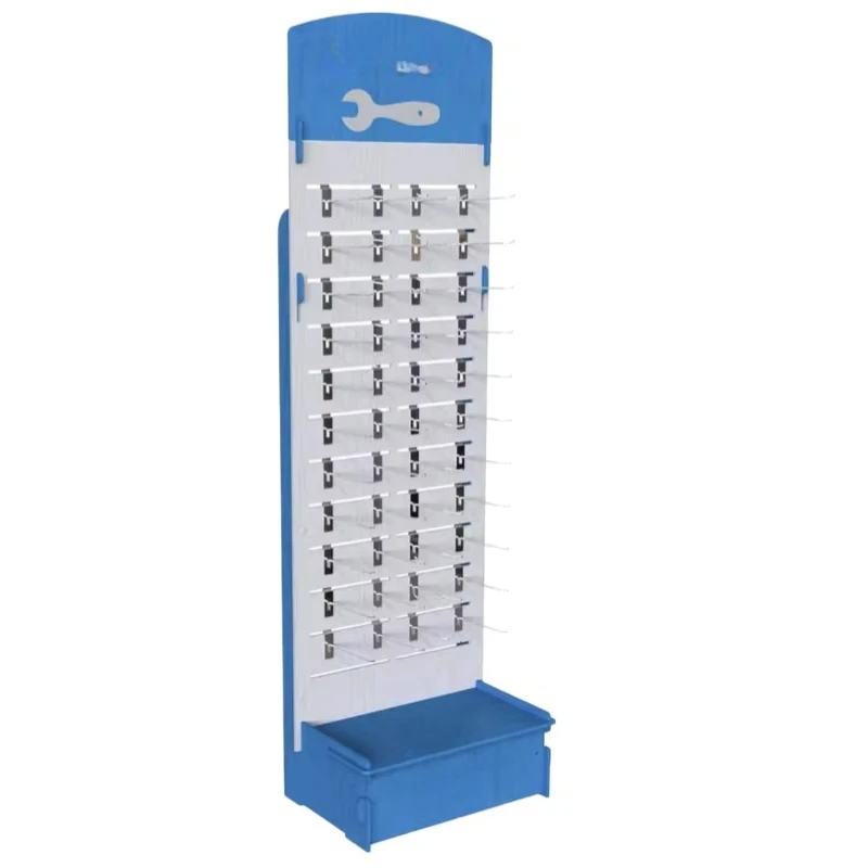 Ray Custom Power Tools Display Rack Wood Pegboard Hardware Tool Rack Flooring Display Stand Shelves in Garage or Workshop