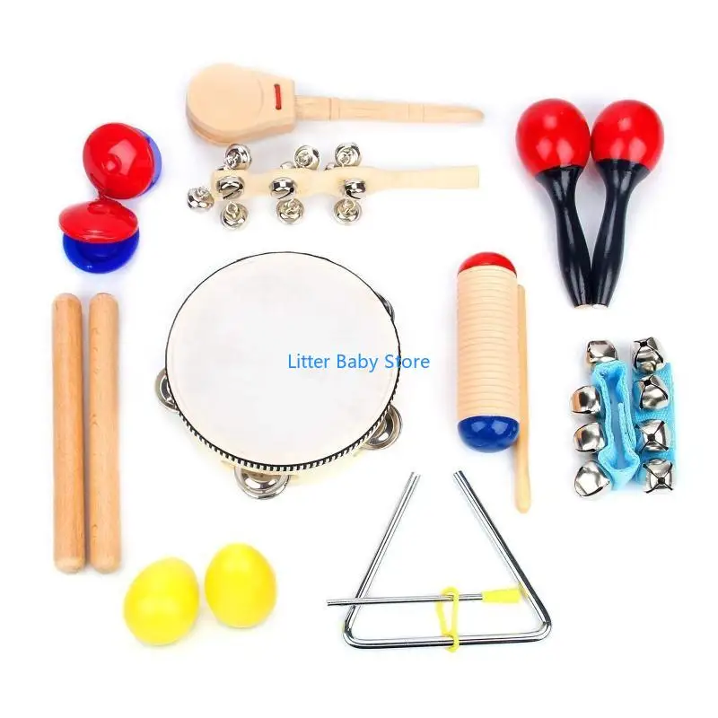 

N80C 16Pcs Kids Early Music Education Musical Percussion Instrument Set for Baby Early Learning Musical