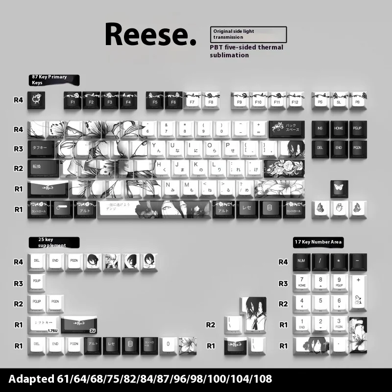 Reze Character keycaps Chainsaw Man Anime themed Keycaps Pbt Oem Thermal Sublimation Mad68/Wooting Mechanical Keyboards keycap