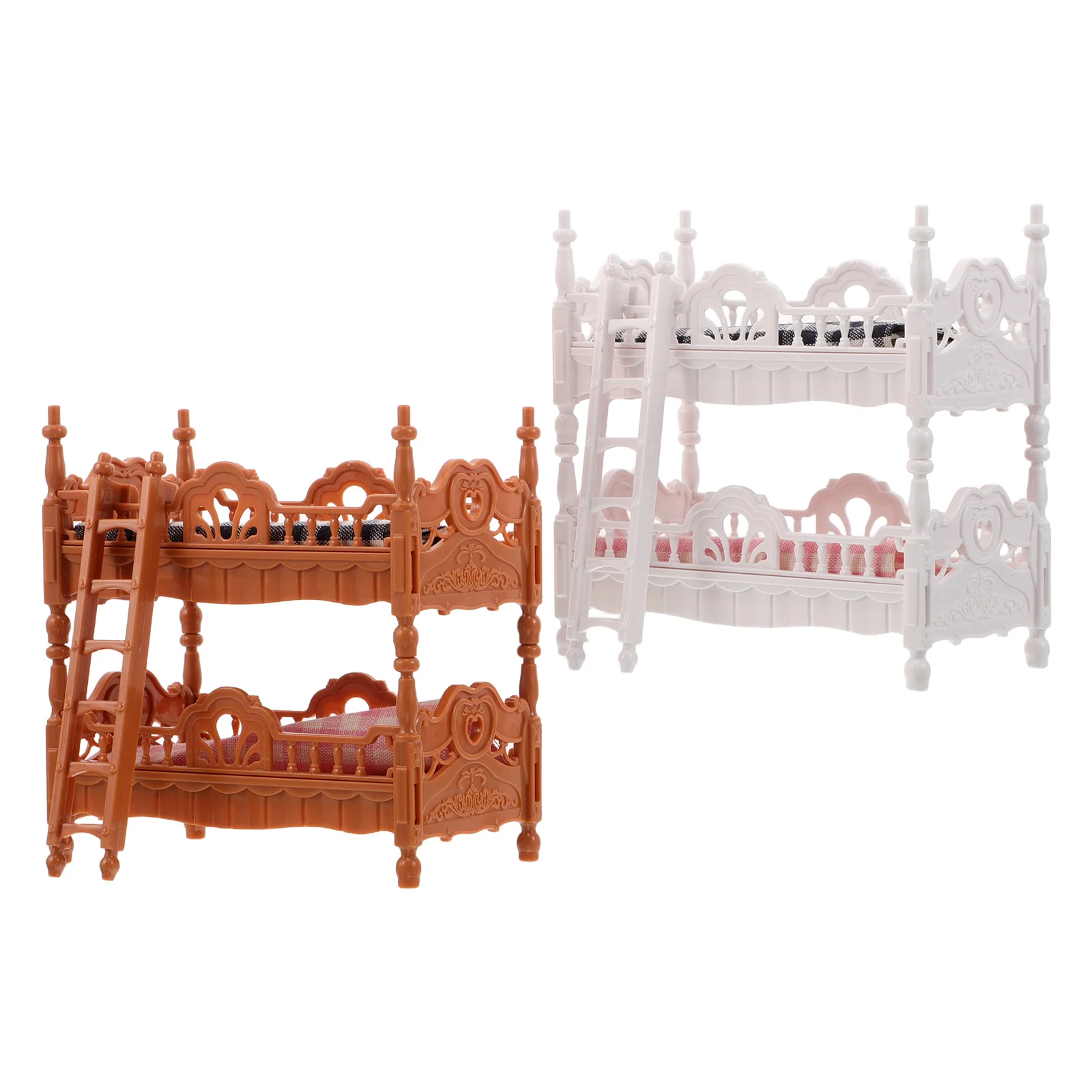 2 set Dollhouse Bunk Bed Set Miniature Bedroom Furniture For Kids Role Play Realistic Dollhouse Decor Mini House Accessory