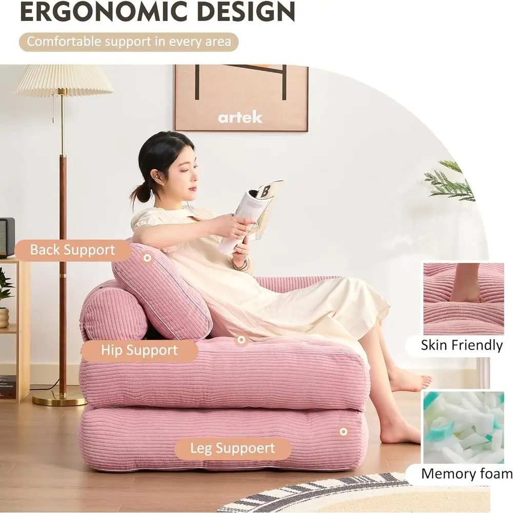 Poltrona Compacta Rosa para Espaços Pequenos: Solução para Sala de Estar e Quarto com Almofada Embutida