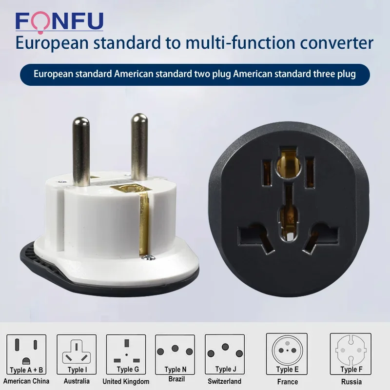 

3/5/7 PCS EU Plug Adapter Universal 16A EU Converter 2 Round Pin Socket AU UK CN US To EU Wall Socket AC 250V Travel Adapter