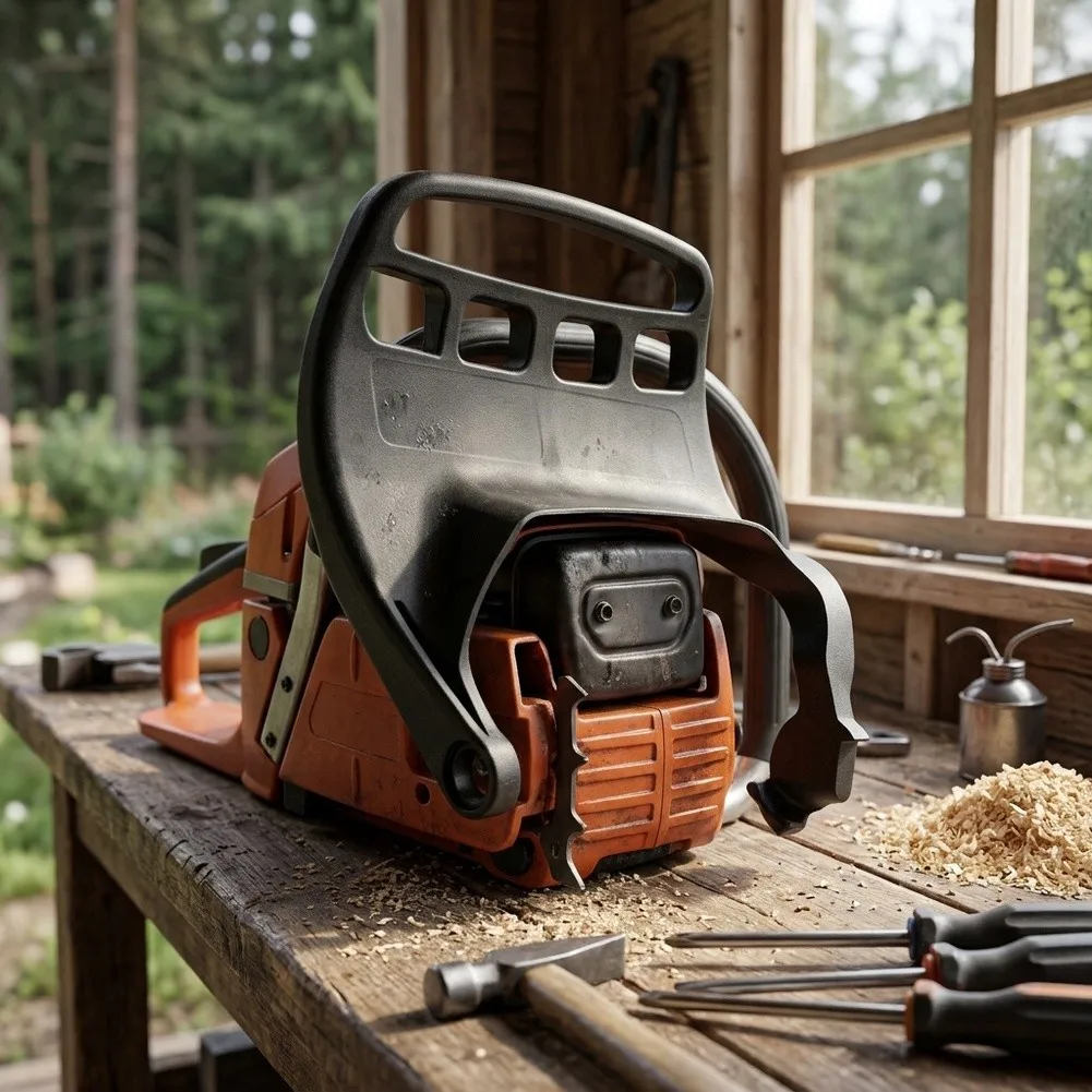 Chain Saw Guard Safety Brake Baffle For Professional Logging High-strength Plastic Black Finish Secure Grip Design