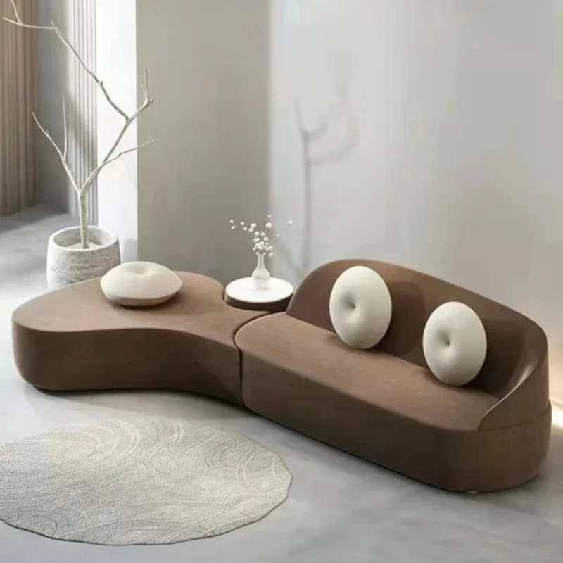 

New Modern Light Luxury Shaped Fabric Sofa Cream Style Designer Creative Living Room Minimalist Curved Sofa