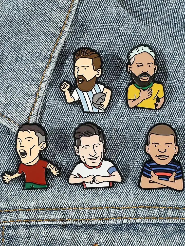 Creative Football Enamel Pins Series Soccer Games Badge Brooch for Accessory Gift for Fans Friend