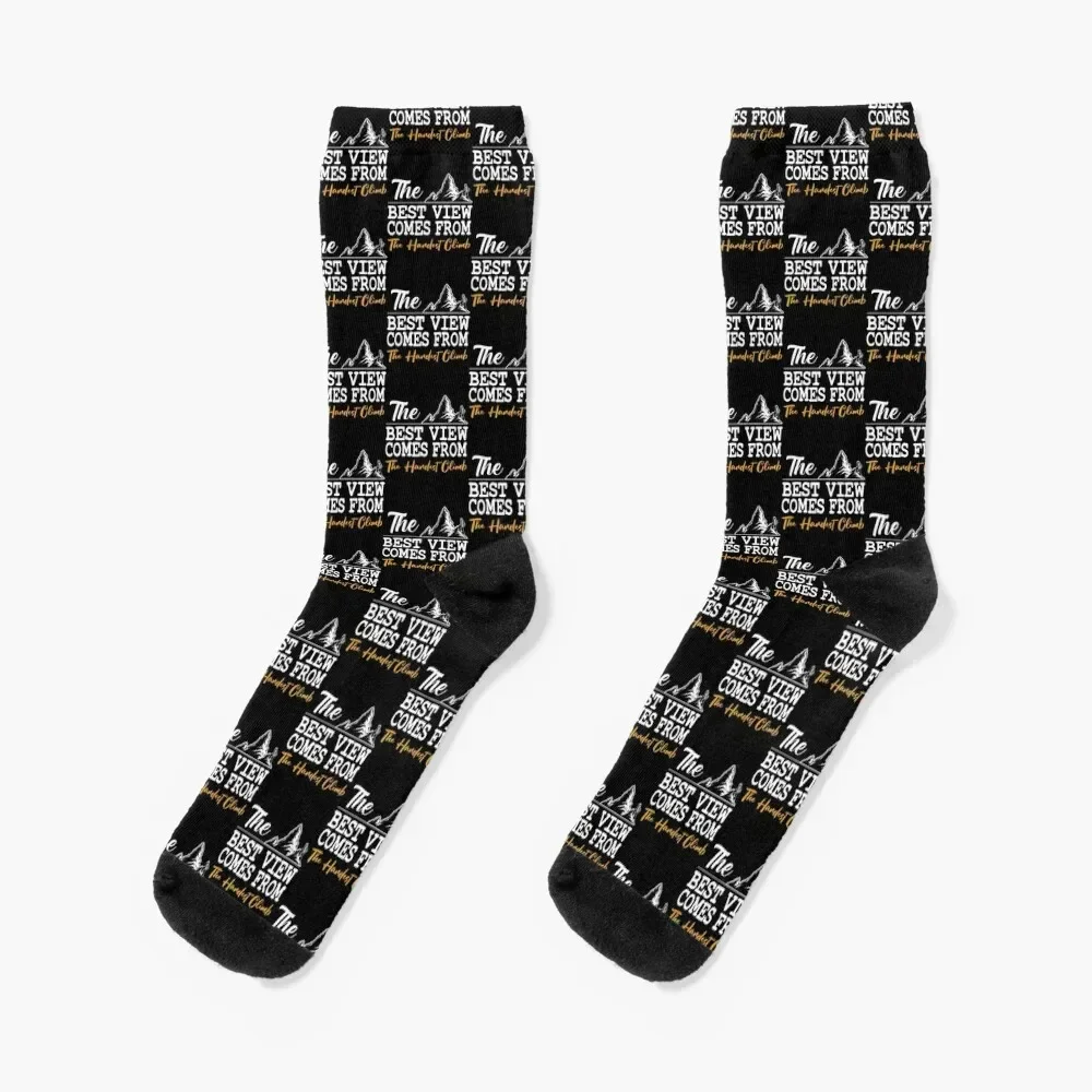 

The best view comes from the hardest climb - Mountain Adventure Gift Socks funny gifts FASHION Men's Socks Luxury Women's