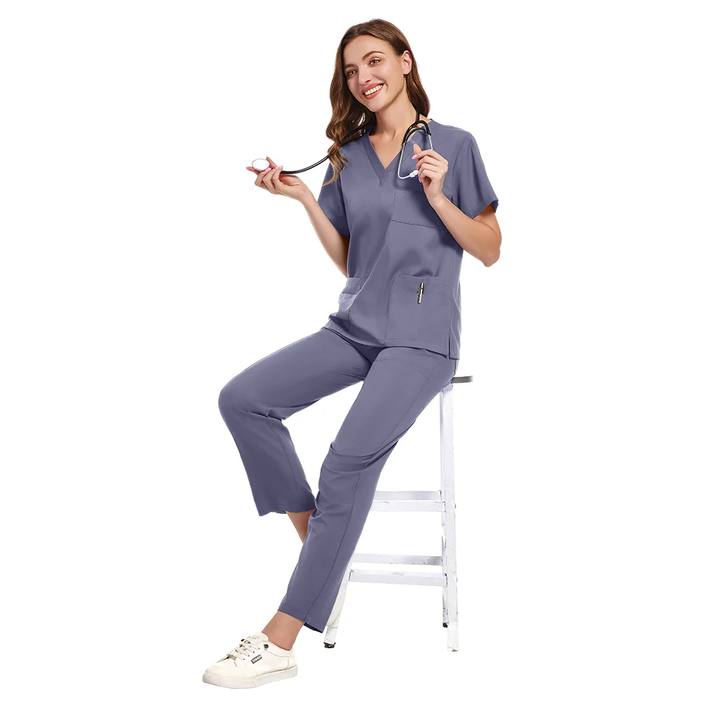 Mens Scrubs Uniform Sets Soft High Quality Scrub Nurse Unisex Beauty SPA Jogger Pants Sets Surgical Workwear Pet Doctor