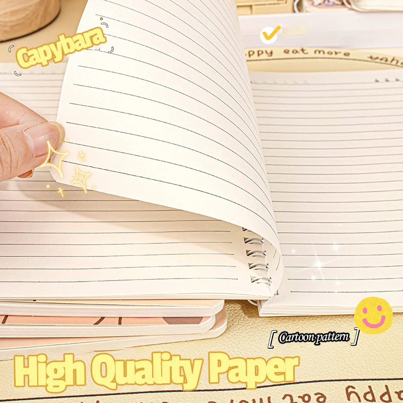 Random 1 Piece A5 Coil Notebook Cute Capybara Mini Portable Journal Books Daily Notes Paper Stationery Office School Supplies