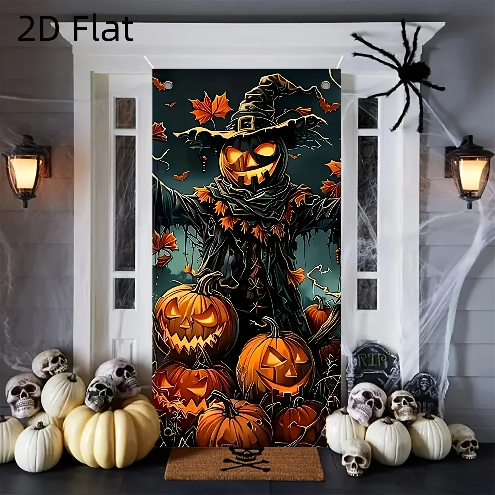 Large Halloween Door Decoration Banner Outdoor Indoor Hanging Party Decor Durable Polyester Fabric for Haunted House Banner