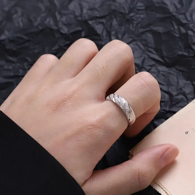Full Sky and Stars Ring Men Personality Flash Sand Cart Flower Opening Index Finger Ring Fashionable Simple Cold Wind Single