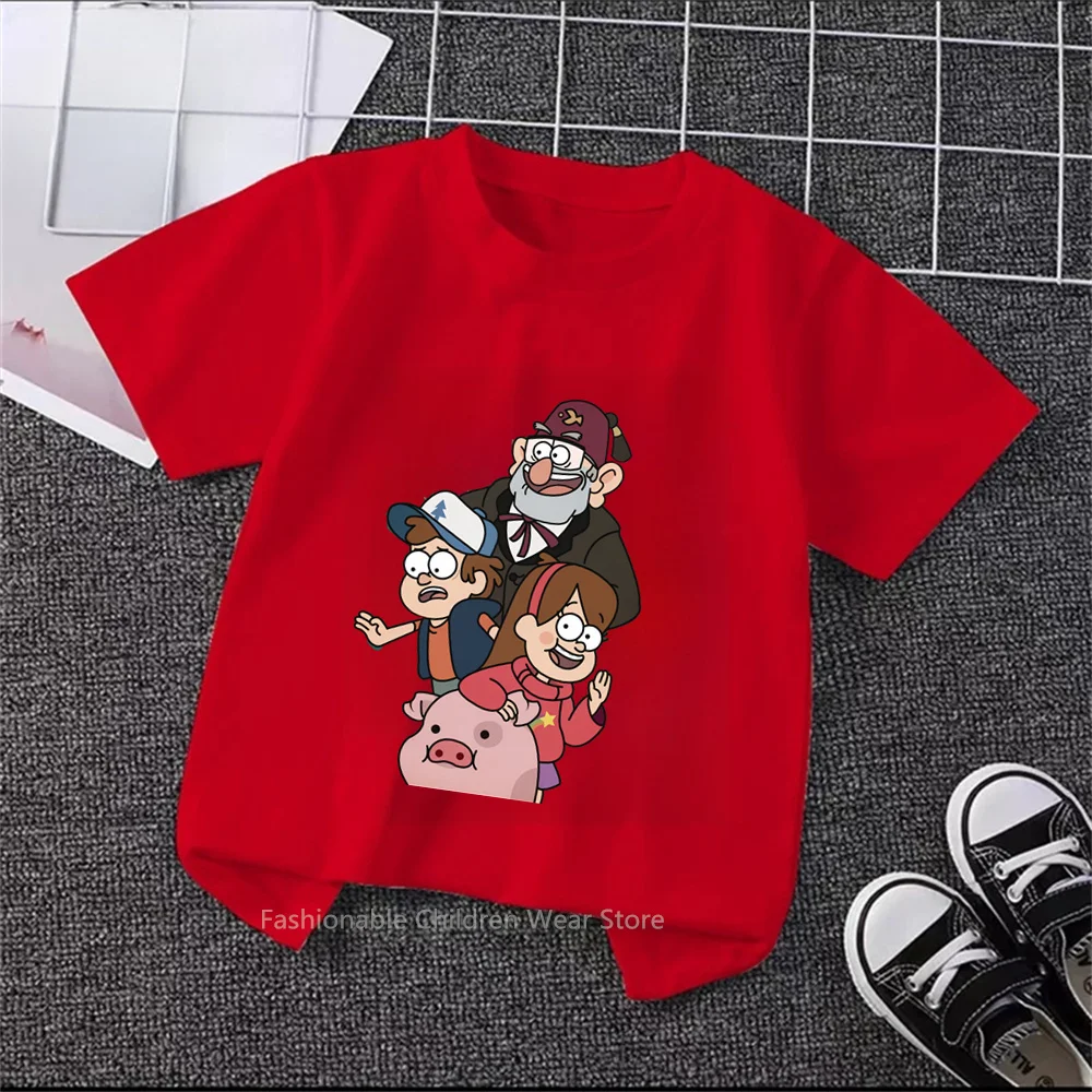 Disney New Arrivals - Summer Gravity Falls Cartoon Tees - Cute Fashionable O-neck Soft Tops for Children Ages 3-14