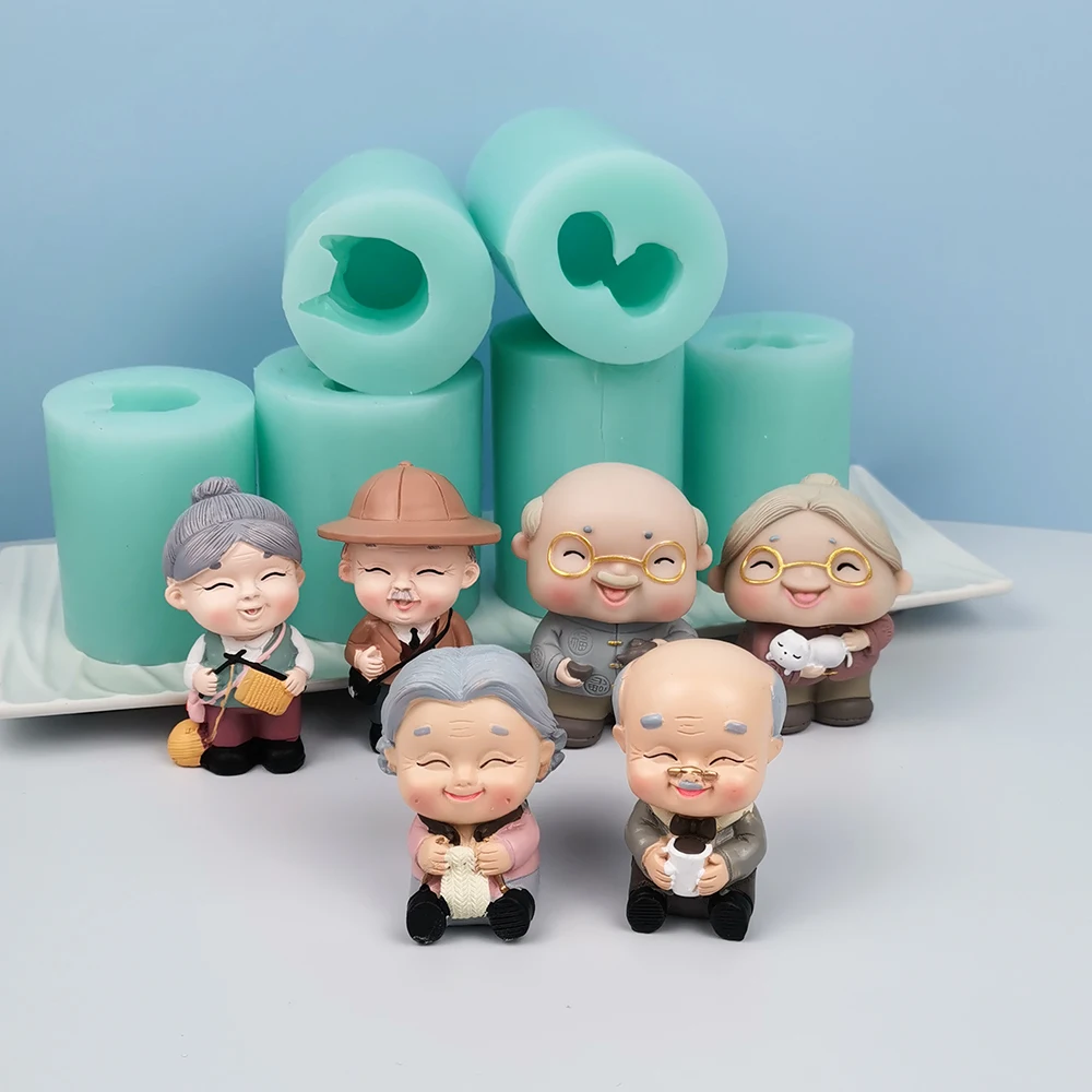 

TS0257 3D Grandpa And Grandma Creative Couples Cute Doll Soap Candles Clay Resin Moulds DIY Silicone Moulds PRZY