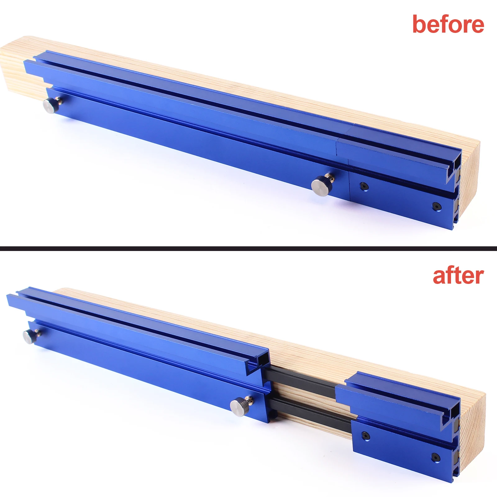 75 Type Blue Telescoping Aluminum Profile Router Fence T-Track Table Saw Fence Woodworking T-Slot Miter Track Fence 50-87CM