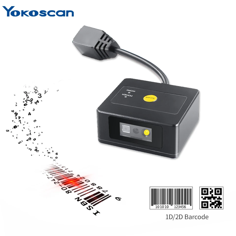 Escáner de código de barras Qr con cable USB de mano 1D 2D Escáner de código de barras con disponibilidad en stock