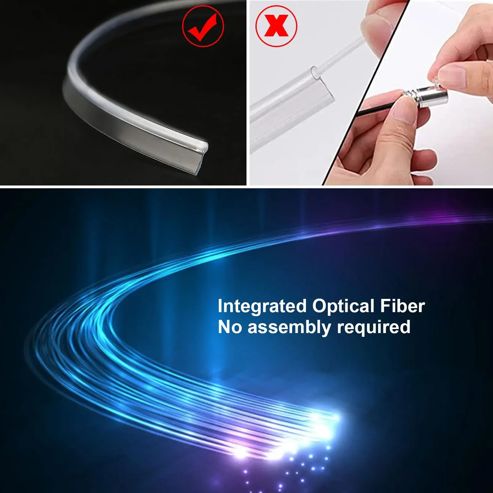 LED Car Interior Ambient Strip Lights RGB Fiber Optic Atmosphere Neon Lighting Kit W/ APP Remote Control Auto Decorative Lamps