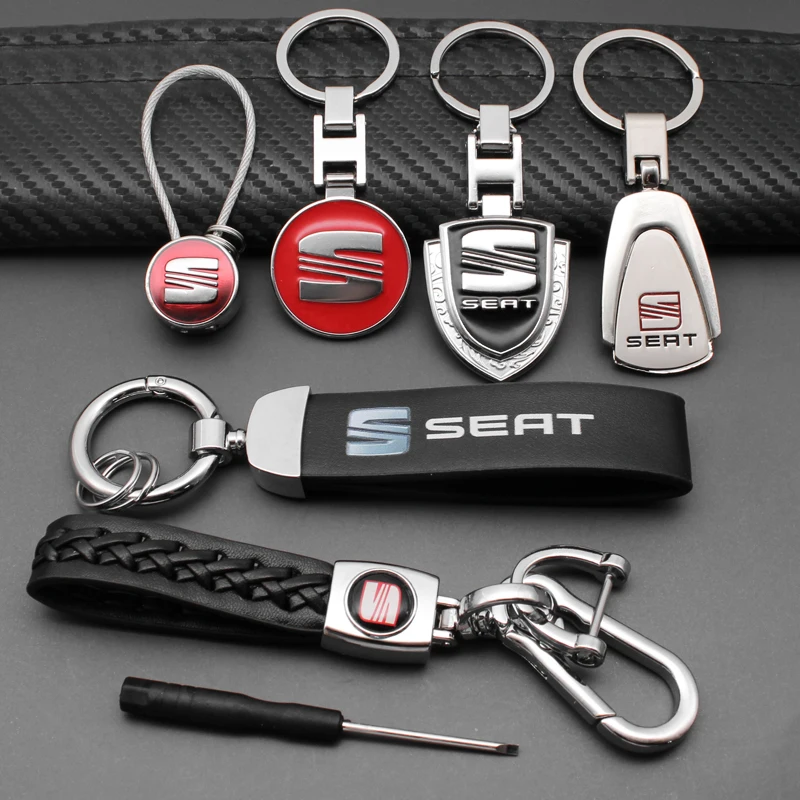 Car Leather 3D Metal Styling Keychain Badge Keyring Chain Rings Accessories For Seat Leon Ibiza Ateca Arona Alhambra Altea Arosa