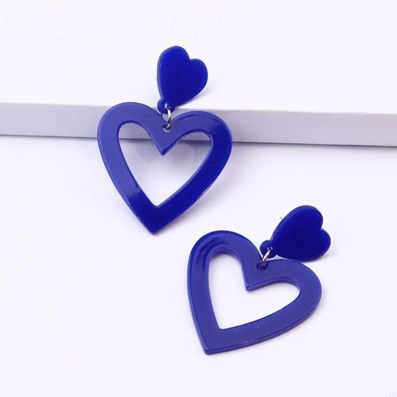  3 Pieces Sturdy Acrylic Heart Drop Earrings Comfortable Wear and Stylish for Everyday Wear and Special Occasions