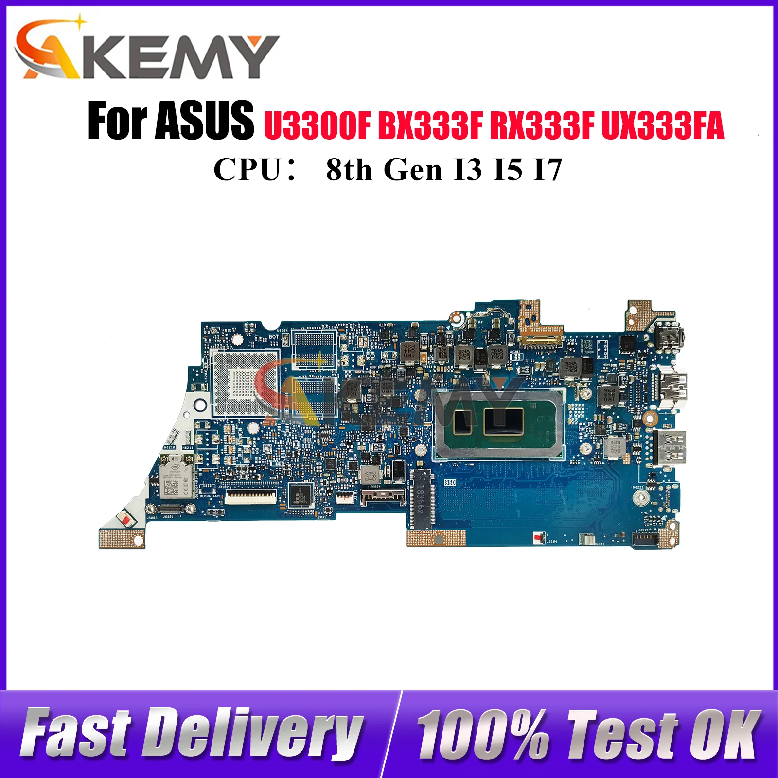 

UX333FA Материнская плата для ноутбука ASUS ZenBook UX333FA UX333FN BX333F RX333F UX333F U3300F Материнская плата для ноутбука с процессором I3 I5 I7 stk