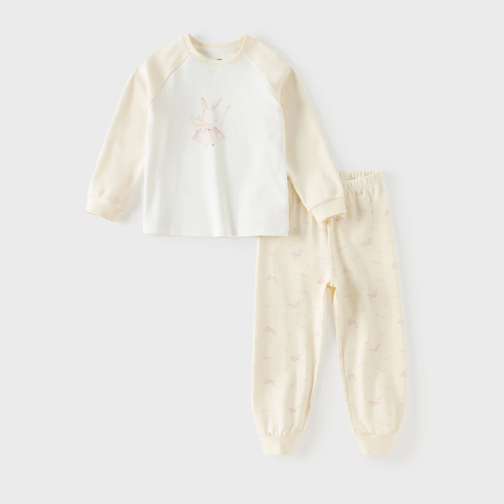Dave Bella Girls 2pcs Pajama Set Childrens  Autumn Winter Cartoon Homesuits Cute Indoor Sleepwear Set Warm DB4263522