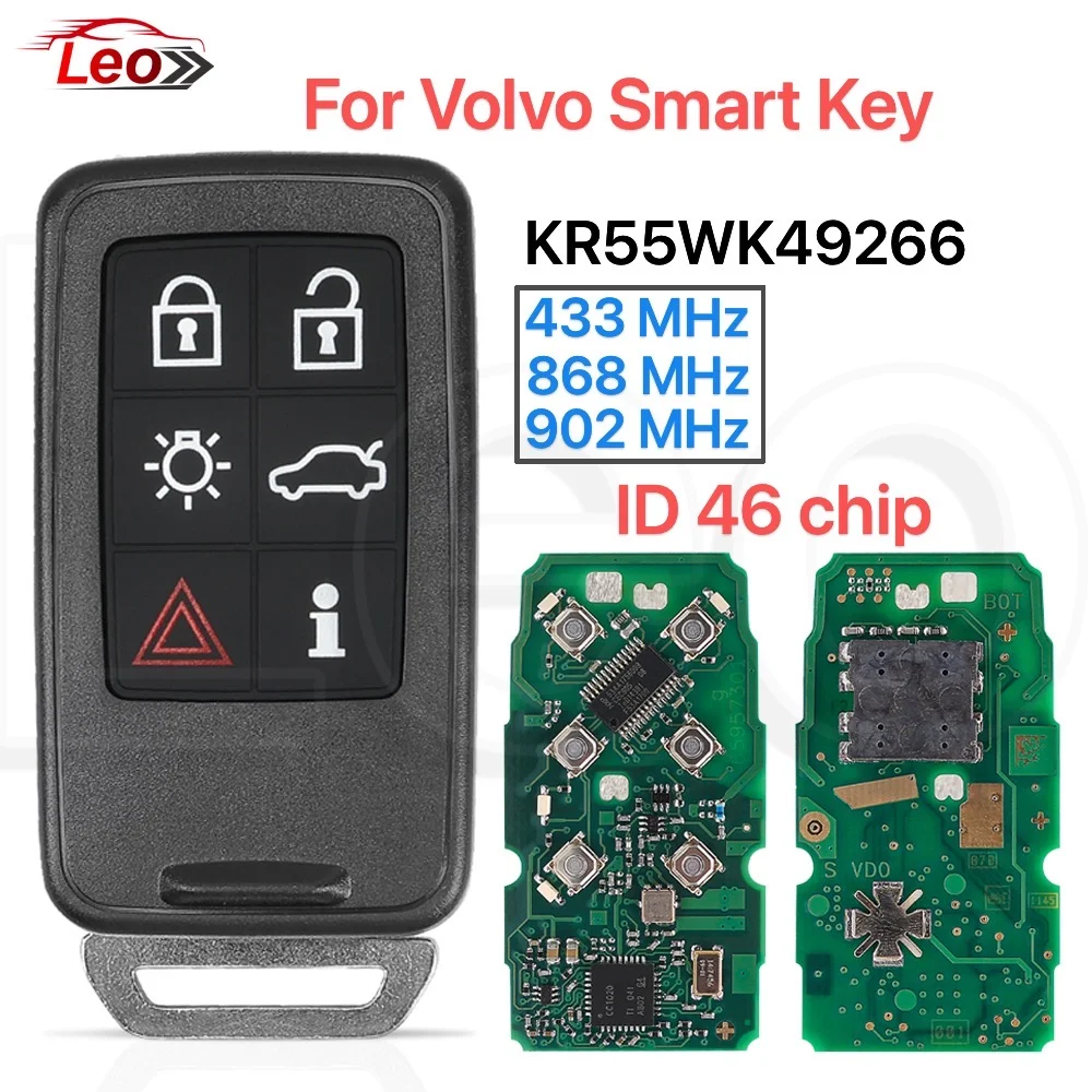 Leo FCC:KR55WK49266267/268/224/225 433/868/902MHz PCF7953 46chip Automatic Keyless Entry System for VOLVO V70 XC60 XC90 S90 S60