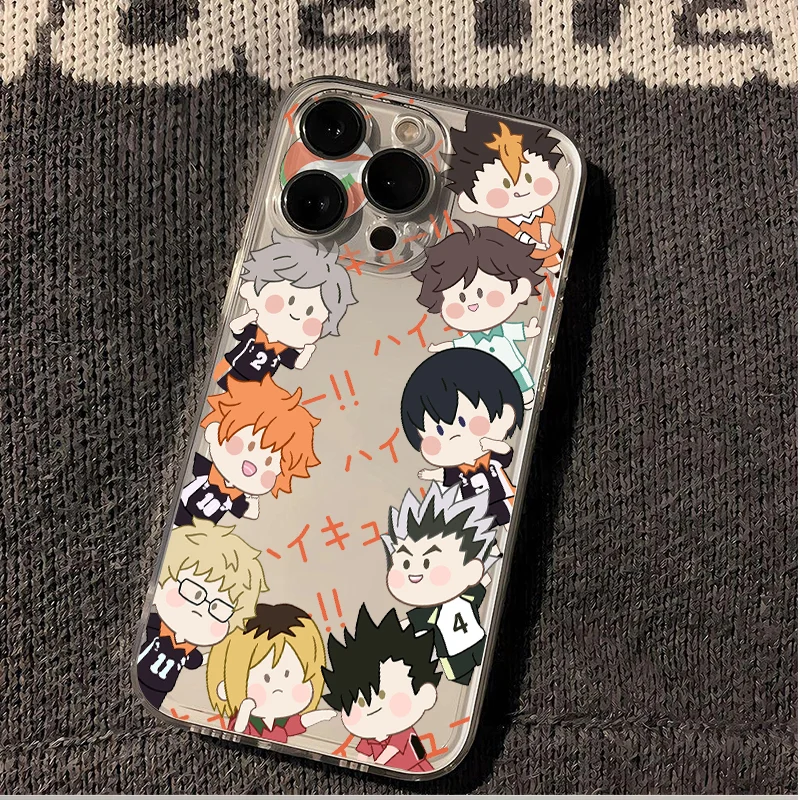 Cartoon Anime Haikyuu!! 15/14Promax Phone Case Suitable for Iphone 13Mini Transparent 12Pro/11 Soft Shell Cute Phone Case