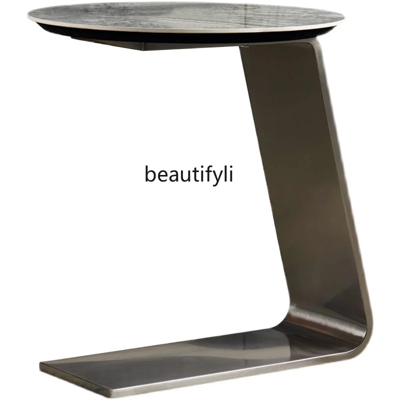 

Итальянский угловой столик для гостиной, Маленький журнальный столик, Современная Минималистичная каменная тарелка, круглый стол, боковой стол, комбинация