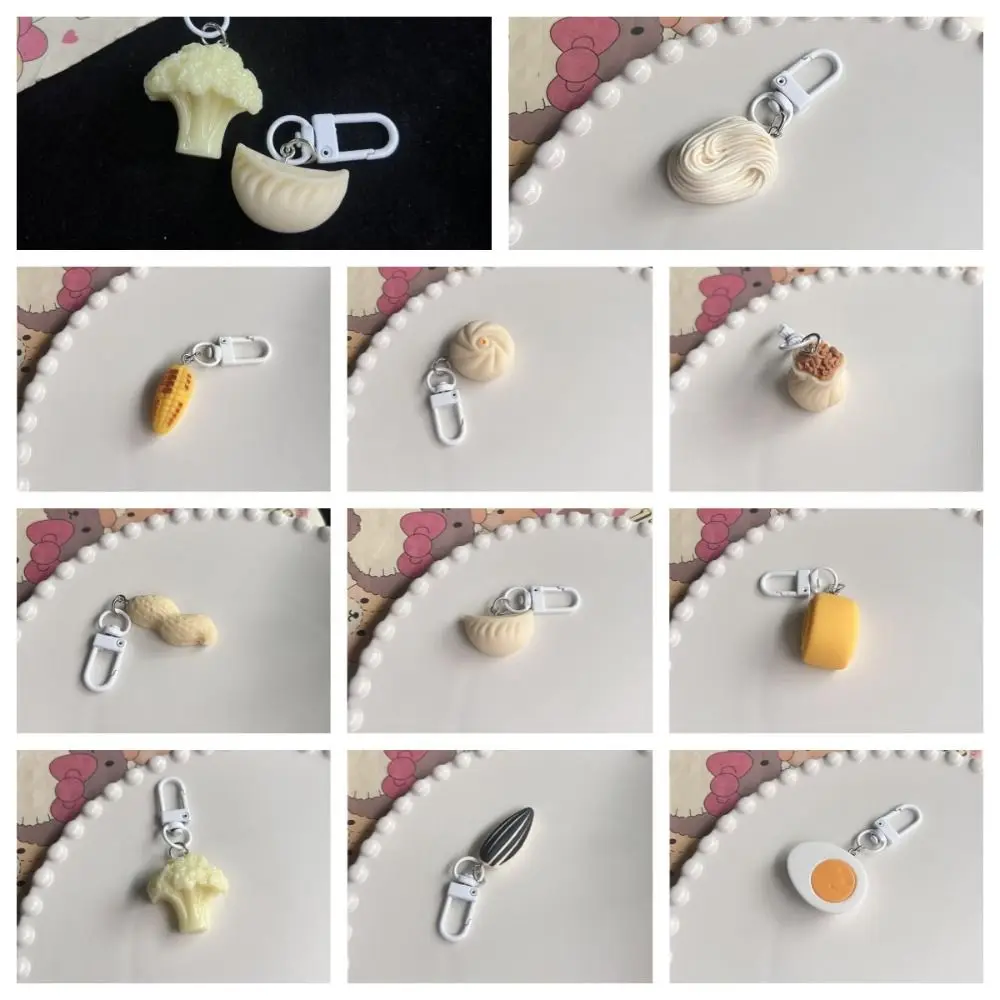 Sweet Steamed Stuffed Bun Cute Food Key Chain Corn Eggs Chinese Breakfast Pendant Acrylic Noodle Simulation Food Key Ring Women
