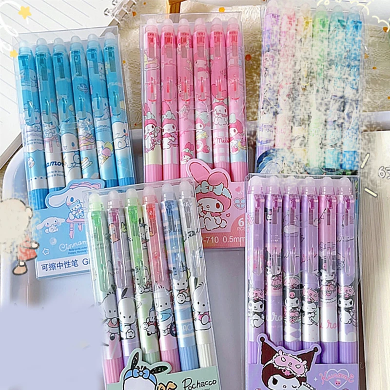 

New Kawaii Sanrio Kuromi Mymelody Cinnamoroll Pochacco Blue Signature Pen Cartoon Erasable Neutral Pen Birthday Gift For Girls