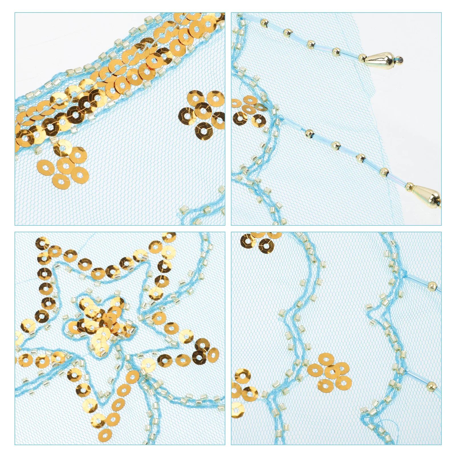 Velo de Danza del Vientre, Tela de Malla Premium, Cadena Facial con Cuentas Doradas, Elegante Máscara de Disfraces, Bufanda para Actuaciones, Accesorios de Fotografía