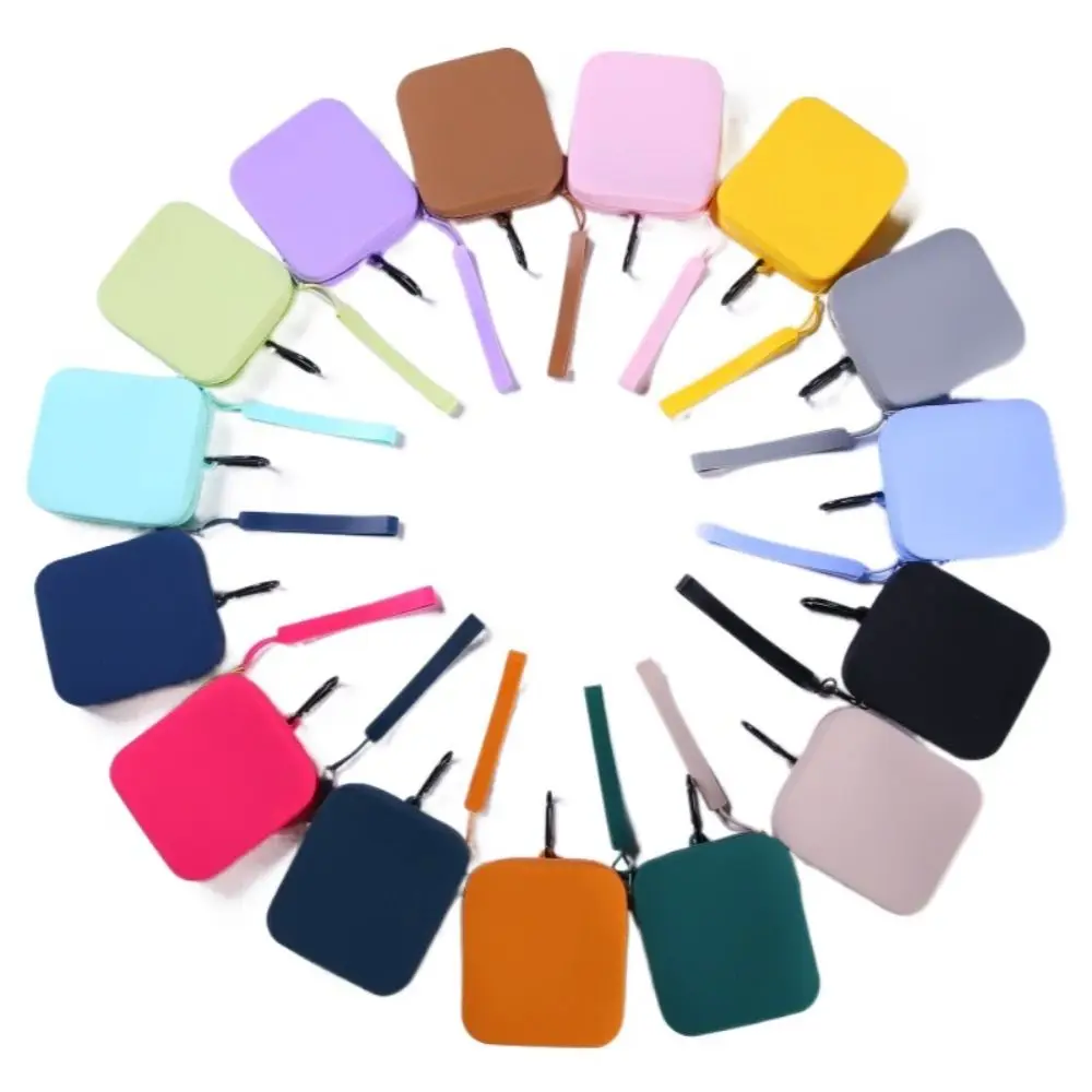 

Portable Silicone Coin Purse Waterproof Zipper Travel Pouch Solid Color Earphone Bag Women Girls