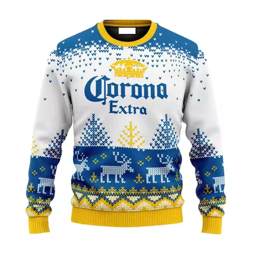 2025 New CORONA EXTRA Christmas Gift Ugly Sweater Hot Selling Merry Christmas Fashion 3D Printed Oversized O-neck Pullover shirt - Image 6