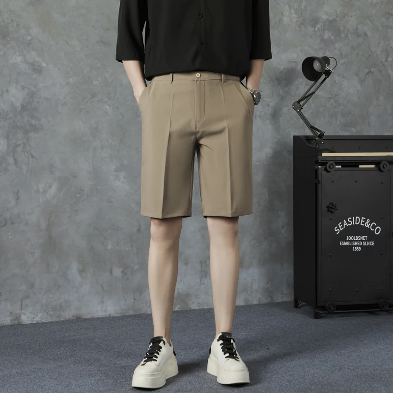 

New Summer Thin Men's Casual Shorts Anti-wrinkle Breathable Straight Korean Simple Suit Shorts Leisure Business Male Shorts