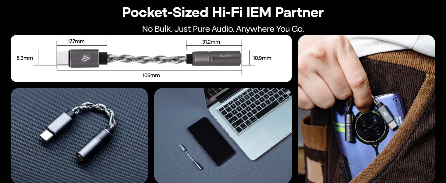 Kiwi Ears AD1 Pro Verbesserter USB-C Dongle mit Höherer Leistung, Geringerer Verzerrung & Plug-and-Play-Kompatibilität – Detail 16