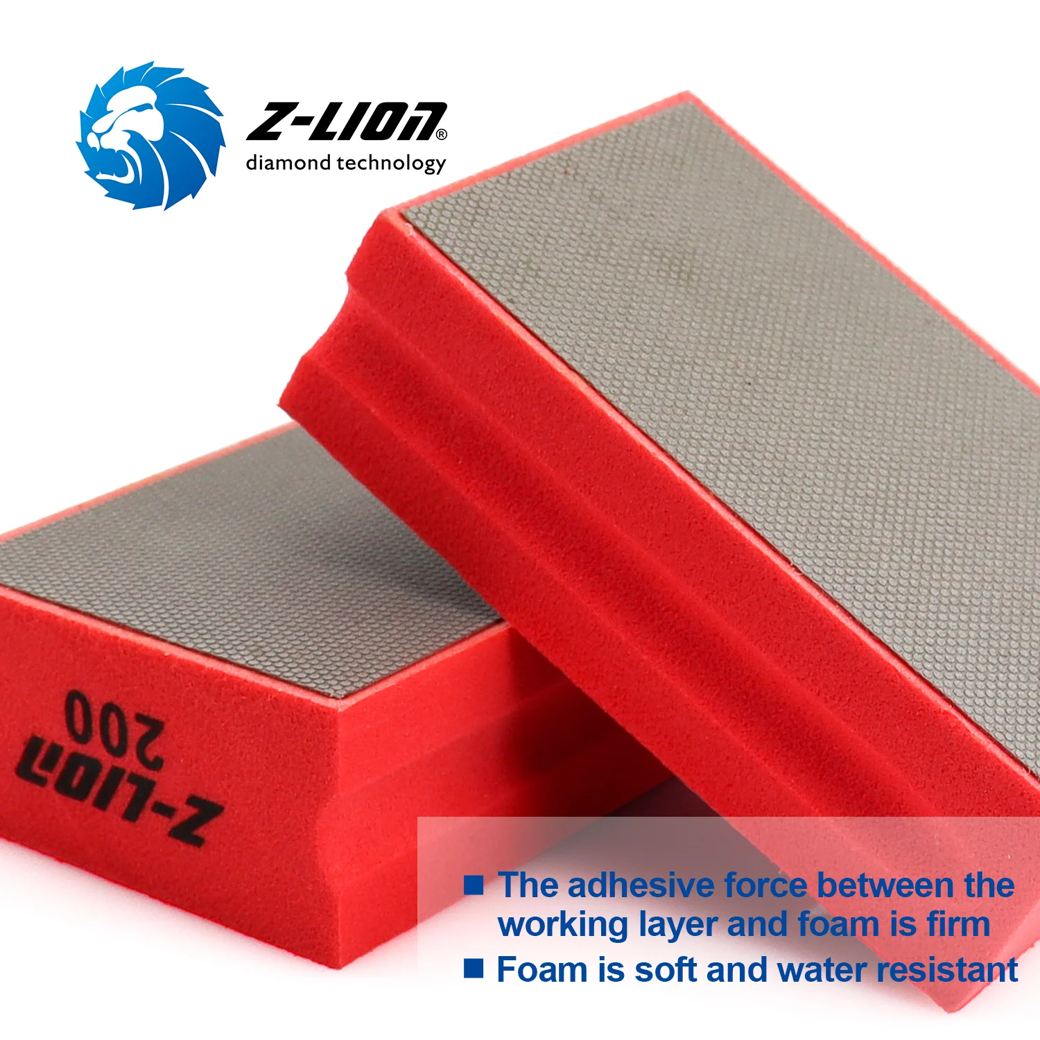 Z-LION Diamond Hand Polishing Pad Foam Backed Glass Polishing Pad Stone Ceramic Tile Grinding Diamond Abrasive Pads