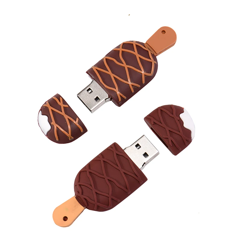 JASTER Cartoon USB 2.0 Flash Drives 128GB Pretty Gifts For Kids Memory Stick 64GB Silicone Ice Cream Pen Drive 32GB U Disk 18GB image 3