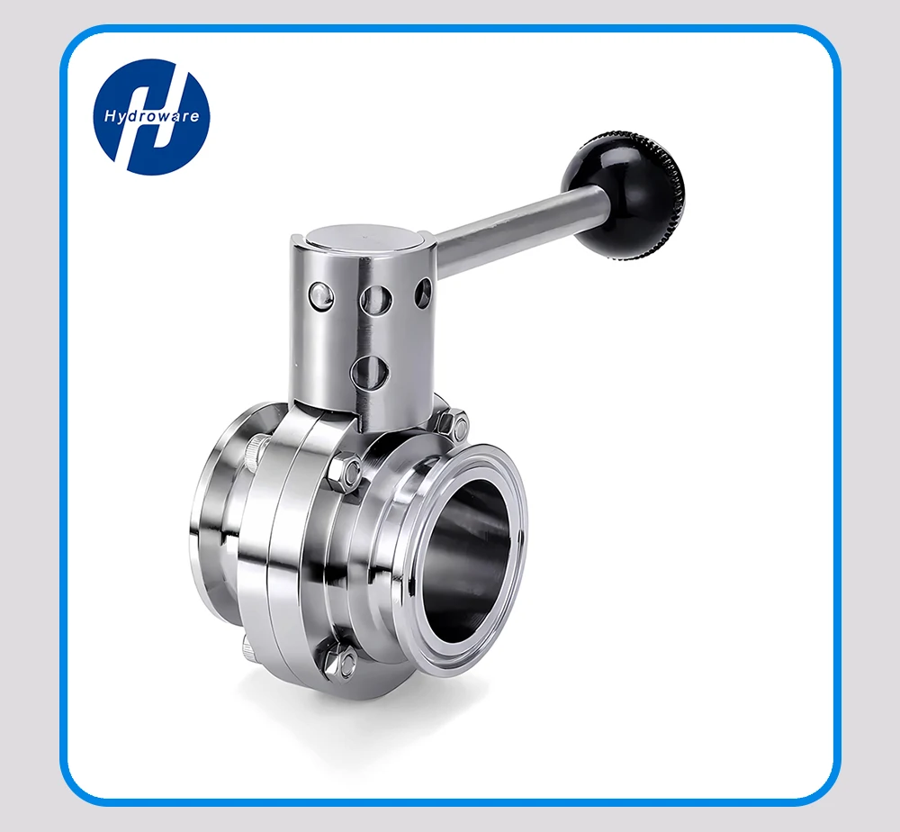 304 Edelstahl Sanitär-Tri-Clamp-Absperrklappe OD 50,5 64 77,5 91 106 119mm Lebensmittelqualität Spiegelpoliert Auslaufsicher für Molkereien – Detail 3