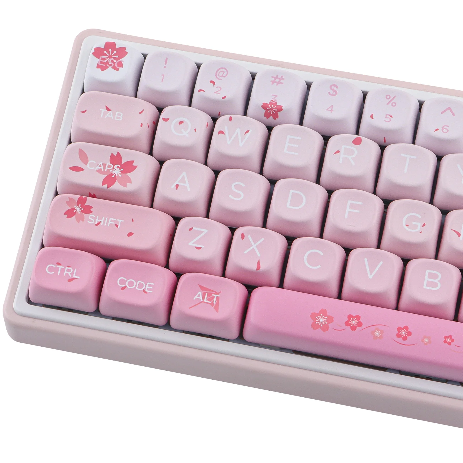 Sakura Five-Sided Dye-Sublimation Keycaps Set - 132 Keys PBT Material MOA Profile for Mechanical Keyboards