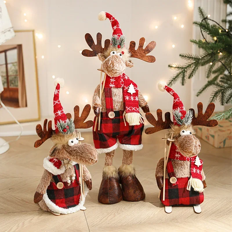 Bestseller American Cartoon Plush Elk Wall Ornament, Retractable Christmas Doll Large Doll Gift Ornament Wallpaper Lace Home Im