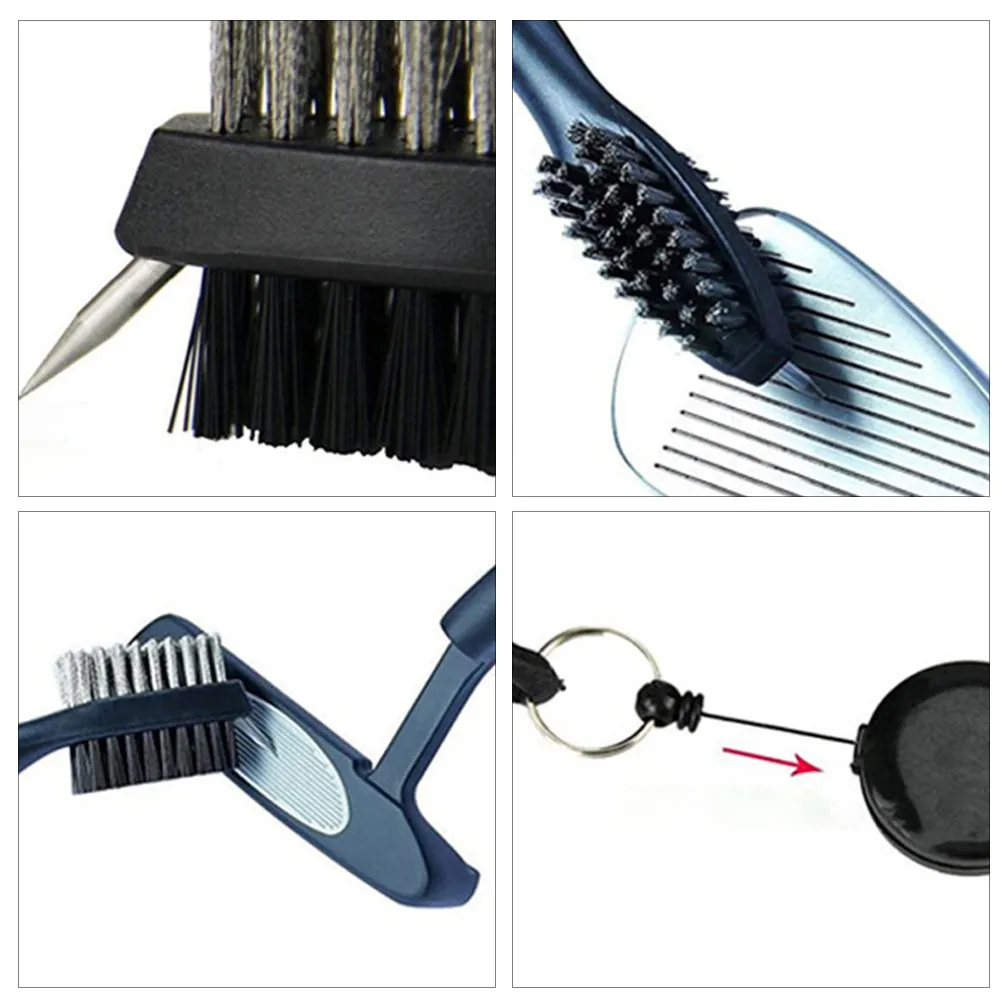 1Set Golf Club Groove Sharpener Nylon Steel Cleaning Brush Spring Buckle Easy Hang Golf Accessories Club Cleaner