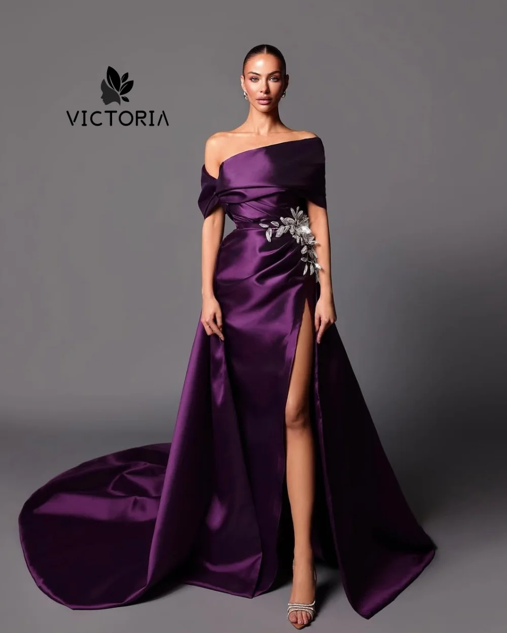 Elegant Purple Sweetheart luxurious Beads high quality Women Evening Dresses 2025 Slit wedding party Long dress Customized