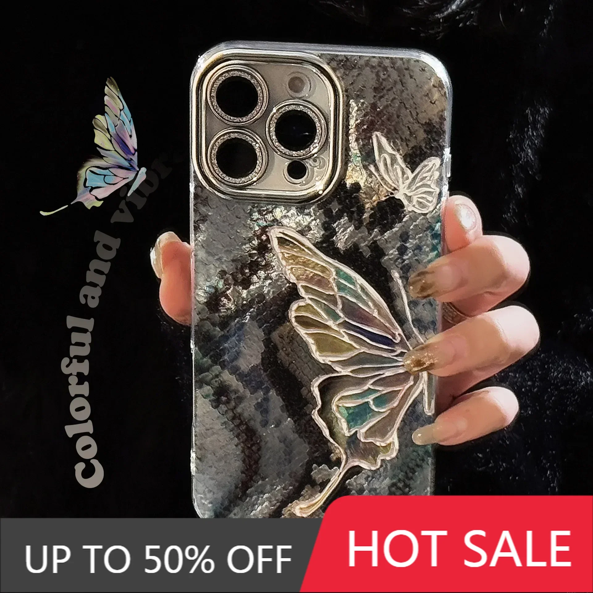 Fashion Light Luxury Style: Butterfly Pattern Fusion Creative iPhone Case iPhone 16 case for 15 14 13 12 11