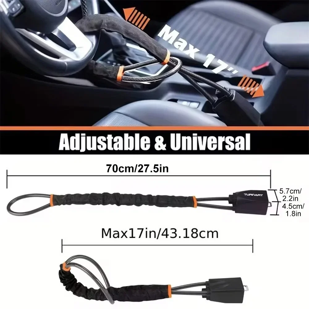 Car Steering Wheel Lock with Seat Belt Buckles with 3 Keys Anti Theft for Truck SUV Van RV Safety
