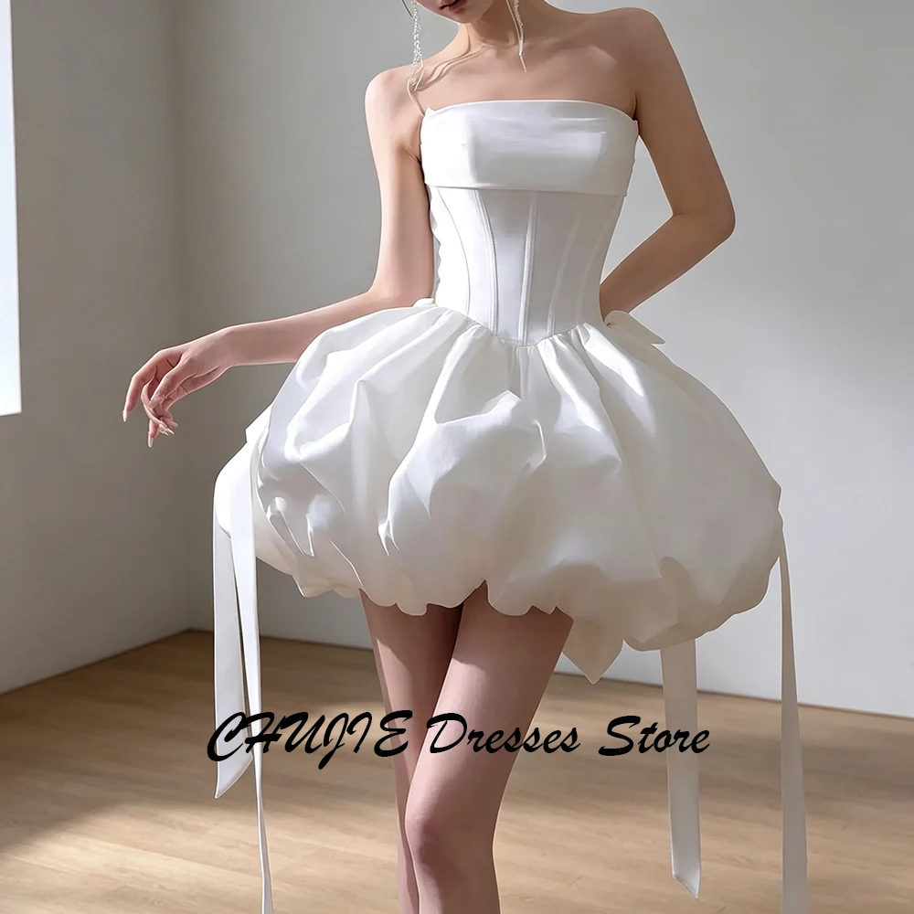 White Short Bridal Gowns Vintage Spaghetti Straps Puffy A Line Pleat Wedding Dress Customized Bride Dress Vestido de novia