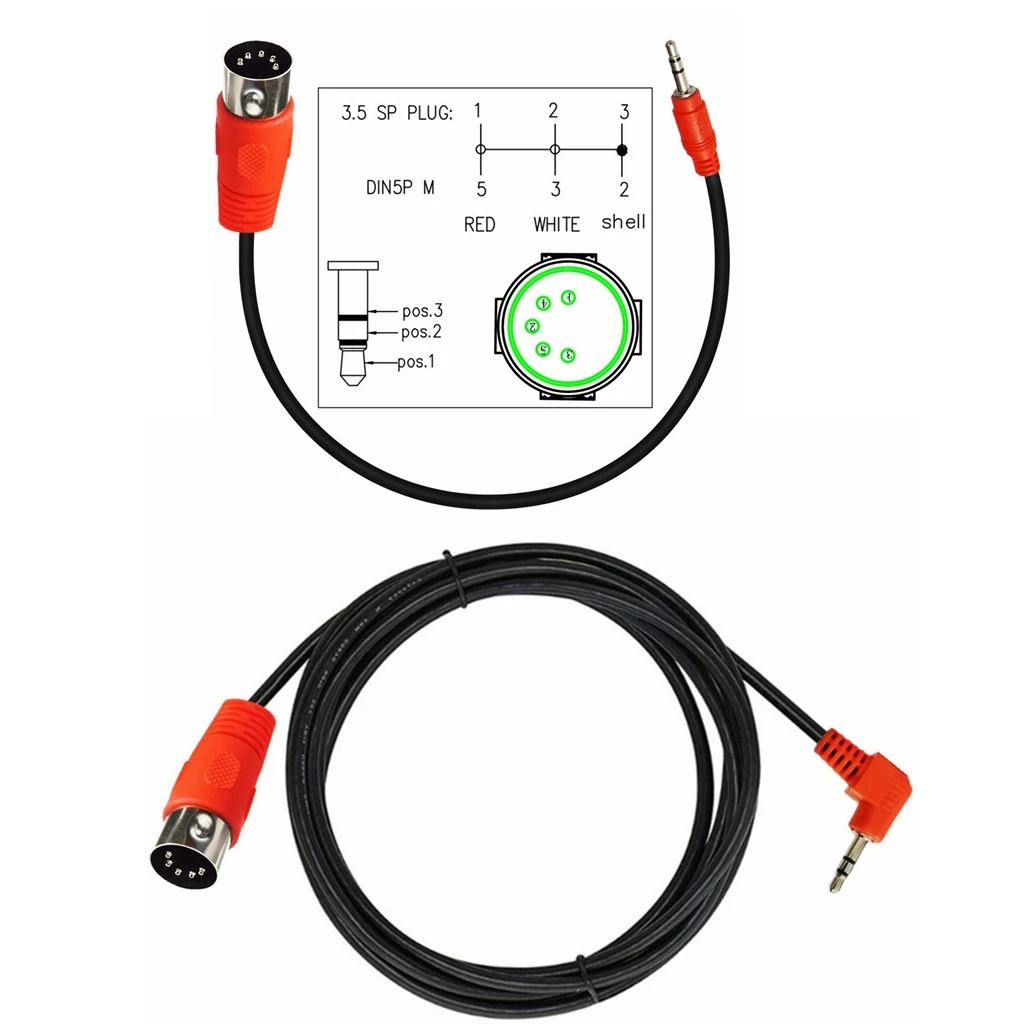 MIDI DIN 5pin żeński do TRS 90 stopni łokcia 3.5 Mm 3.5mm publiczny do DIN 5PIN męski wtyk Audio do MIDI kabel Adapter Audio 0.5m