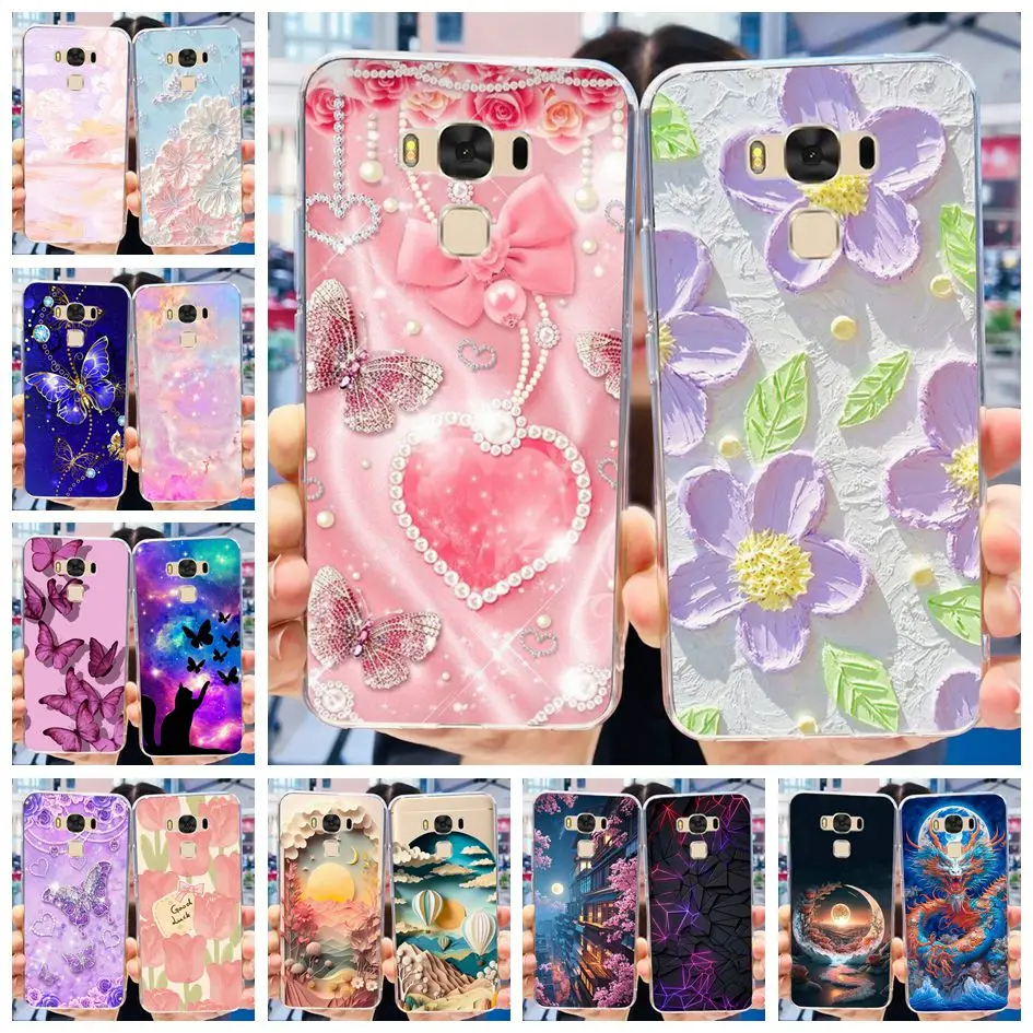 Para asus zenfone 3 max zc553kl caso popular flor borboleta capa de telefone de silicone macio para asus x00dd x00dda xoodd zc553kl funda