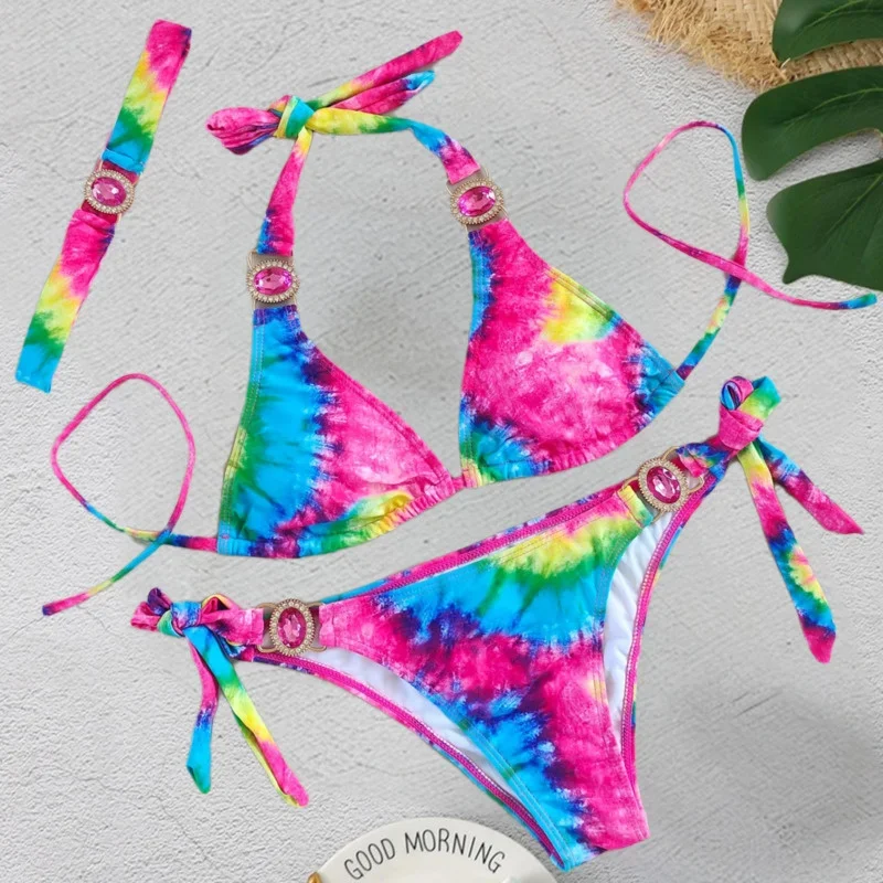 Drucken Sexy Bikinis Badeanzüge Mit Strass frauen Bademode Weiblichen Push-Up Bikini Strand Schwimmen Tragen Badeanzüge Pool Badende