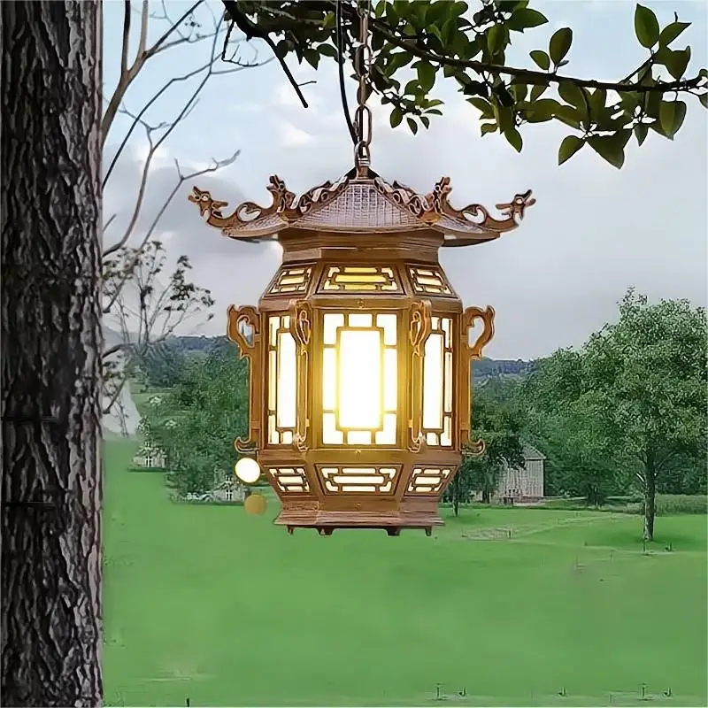 Classical Style Outdoor Chandelier Eaves Antique Gallery Lantern Corridor Lamp  Courtyard Retro Outdoor Waterproof Pendant Light