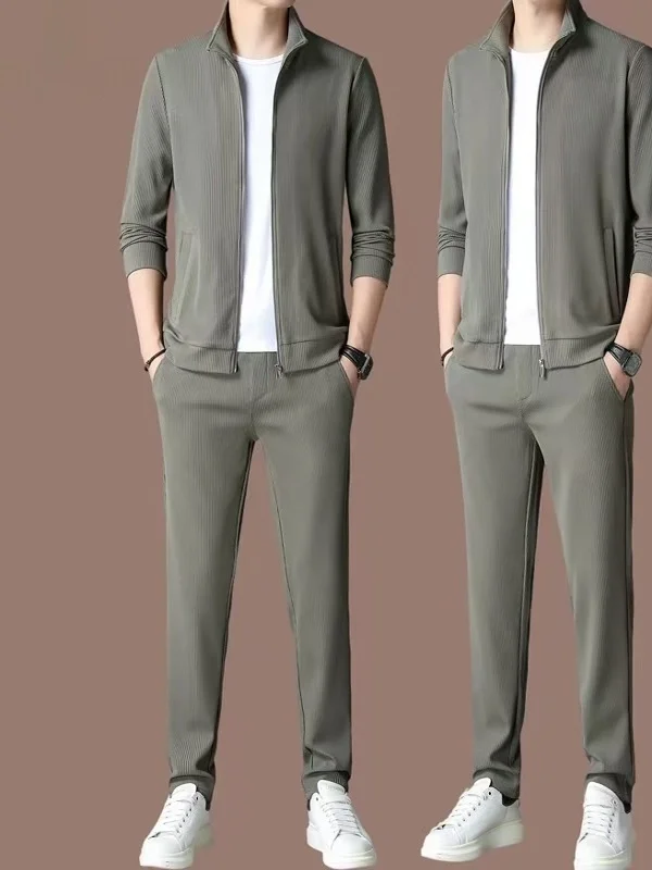 

Pierre Cardin Men's Faionable Two-Piece Busin Casual Suit Spring Summer New Arrival High Quali Cotton Sweatirt And P...