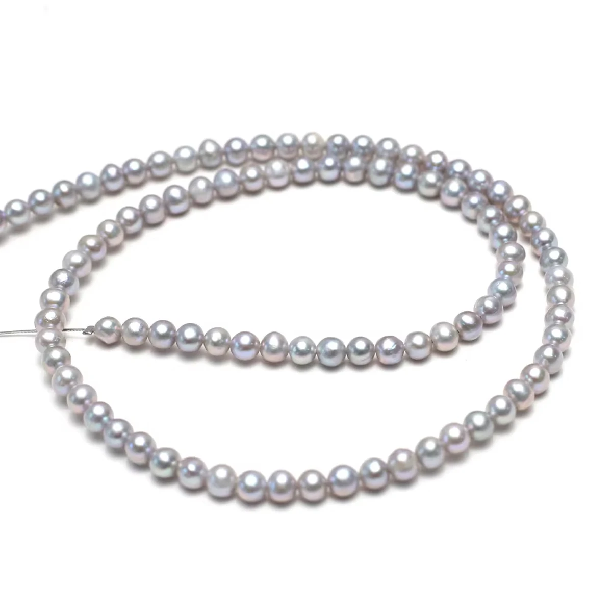 AA 3-4mm Natural Freshwater Near Round Pearl Strand Gray Baroque Tiny Pearls Beads for DIY Necklace Jewelry Making Supplies 36cm