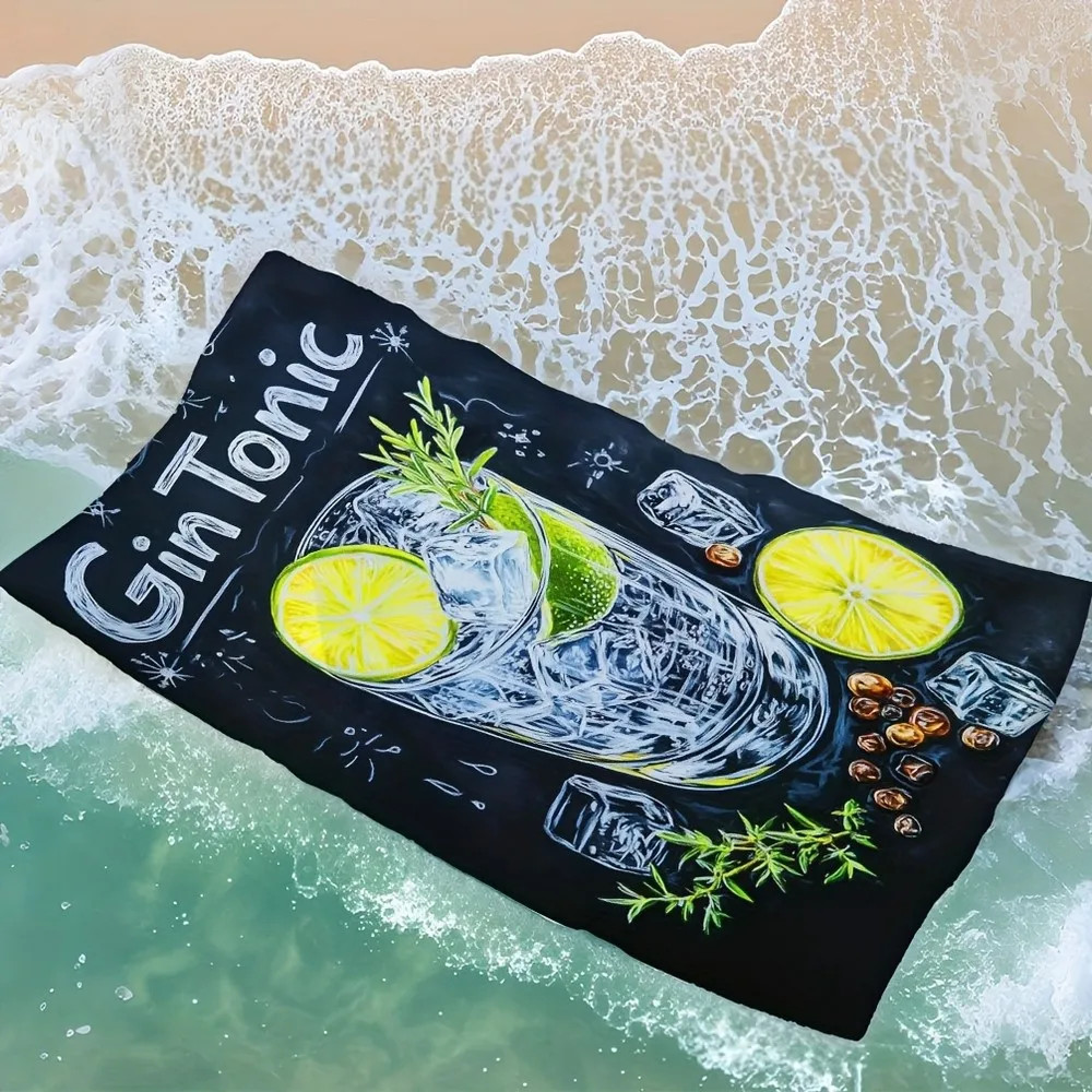 Gin Tonic Summer Beach Towel Patterned Sunscreen And Windproof Suitable For Swimming Pool Camping Travel Blanket